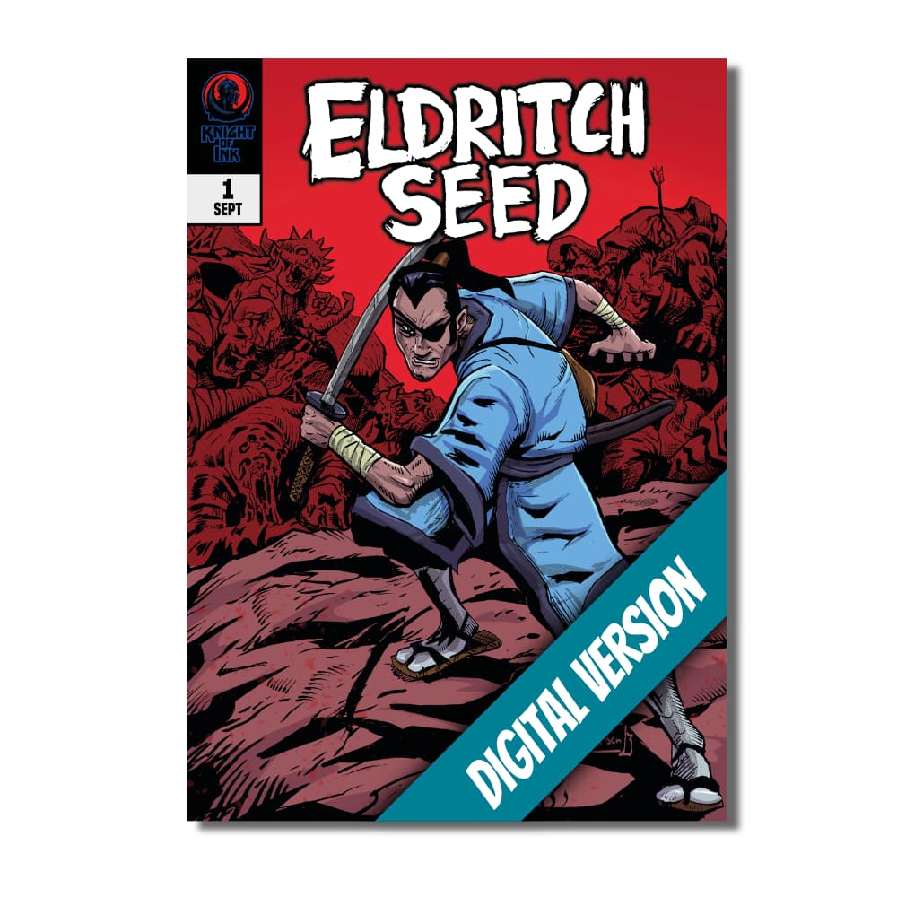 The digital edition cover for my gritty, black-and-white world of outlaw comics with this piece of Cthulhu from my new comic, Eldritch Seed. This isn't your average cosmic horror—this is a brutal, old-school take on Lovecraft's iconic monster, drawn with heavy inks and raw, unfiltered energy. If you're into the aesthetics of 90s indie comics and cosmic horror, this is for you.